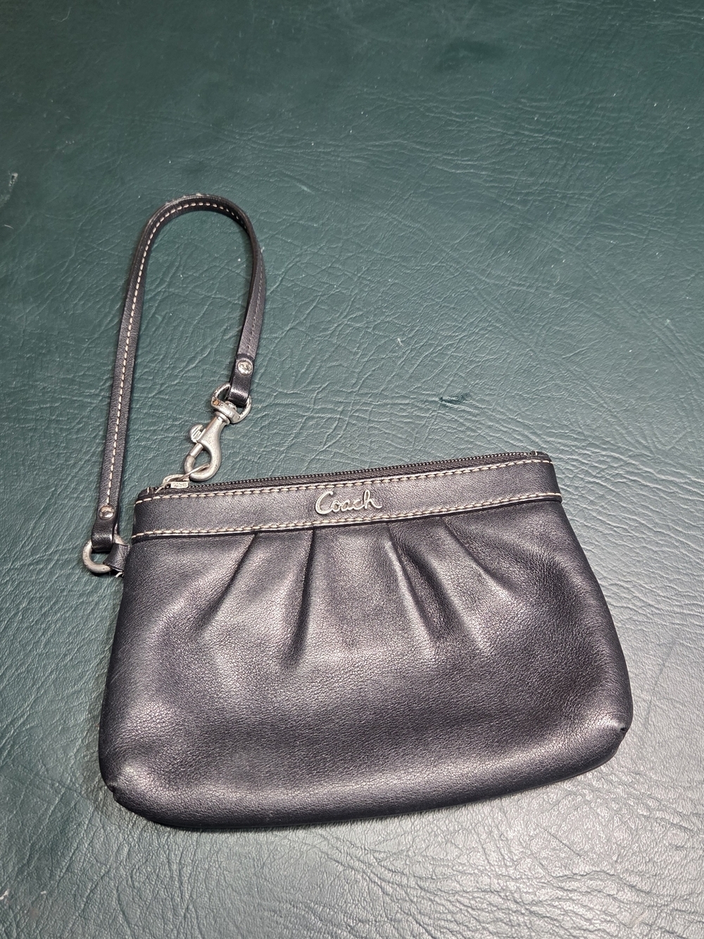 Coach Black Leather Wristlet Pouch